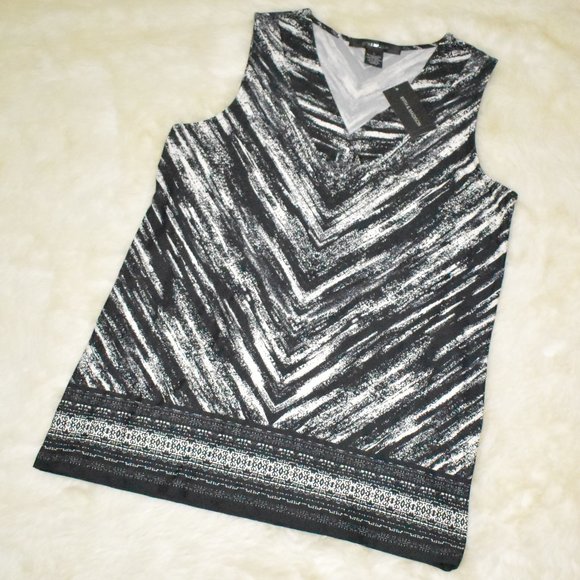 NWT 89th & Madison Sleeveless Blouse Black White S - Picture 7 of 9